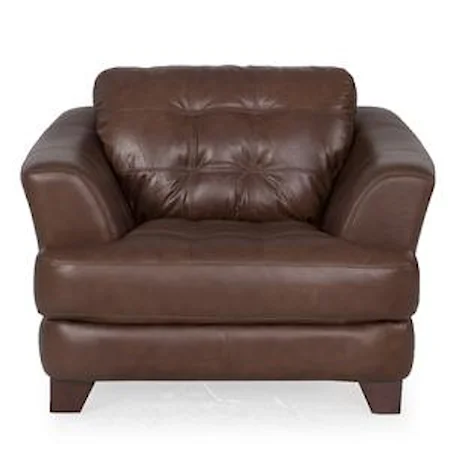 Club Styled Accent Chair with Tufted Seat and Flared Arms